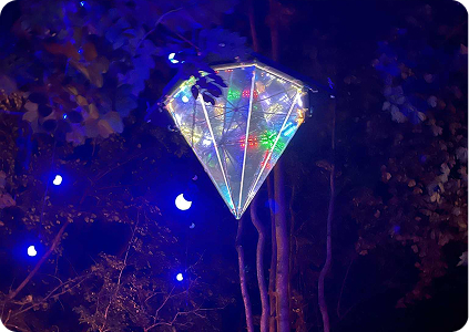Glowing light art at a festival