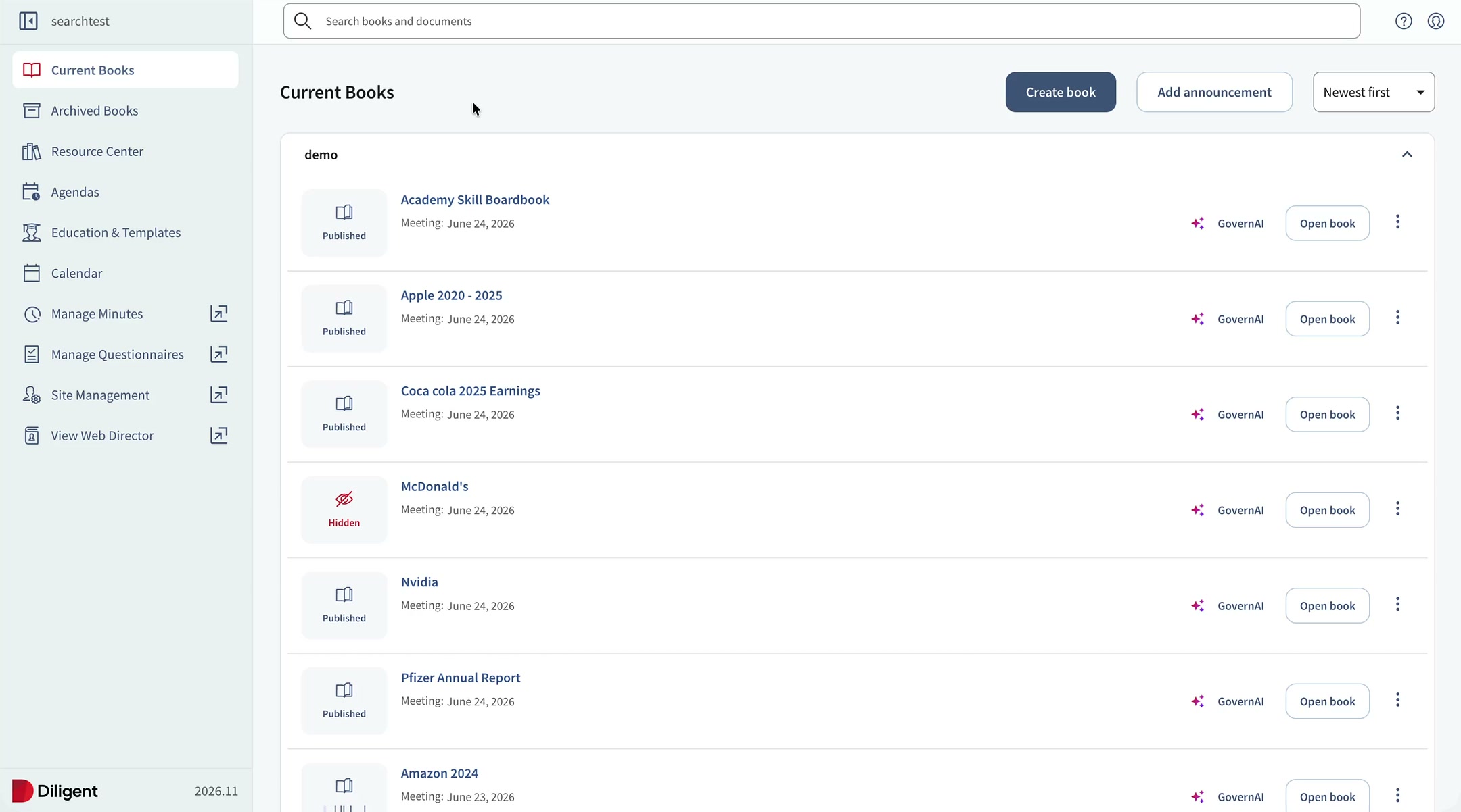 Diligent Boards: global search across current and archived board books